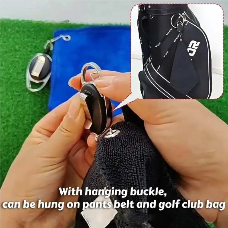 Double sided portable microfiber golf towel.