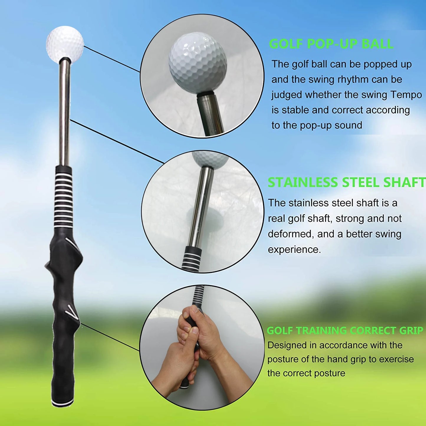 Retractable swing trainer.