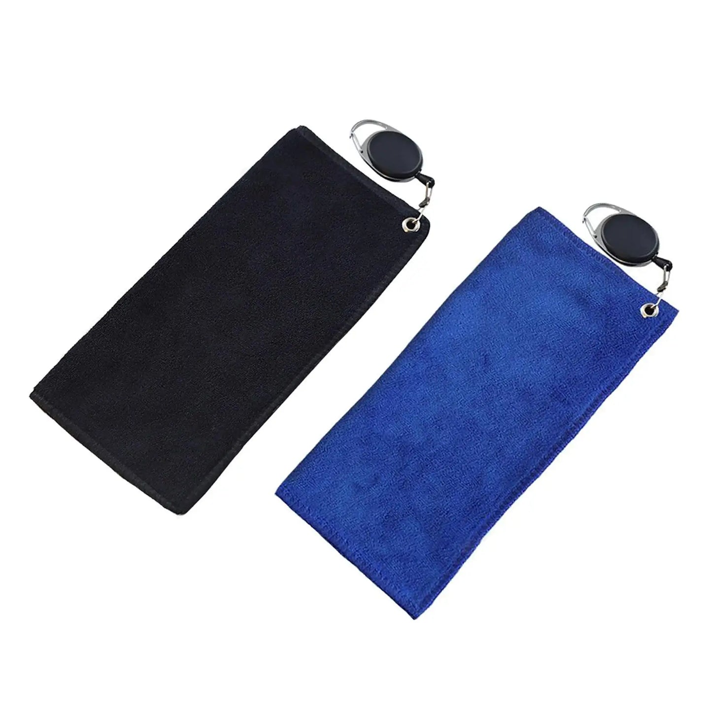 Double sided portable microfiber golf towel.